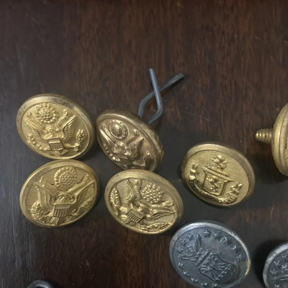 Lot of Vintage Military Buttons Brass & Black